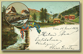 Postkort. Hilsen fra Sulitjelma. Stemplet 1899