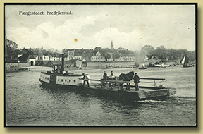 gammelt postkort, fergeleiet i Fredrikstad