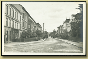 gammelt postkort fra Eilert Sunds gate i Kristiania.