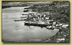 postkort viser hvalstasjon Leith Harbour Syd Georgia